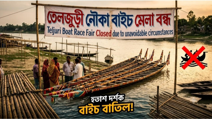বোয়ালমারীর তেলজুড়ী দেড়শ বছরের ঐতিহ্যবাহী নৌকা বাইচ ও মেলা রাজনৈতিক বিরোধে বন্ধ